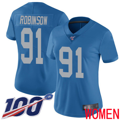 Detroit Lions Limited Blue Women Ahawn Robinson Alternate Jersey NFL Football 91 100th Season Vapor Untouchable